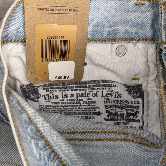 Levi's Light Blue Ripped Denim Shorts - Picture 5 of 7